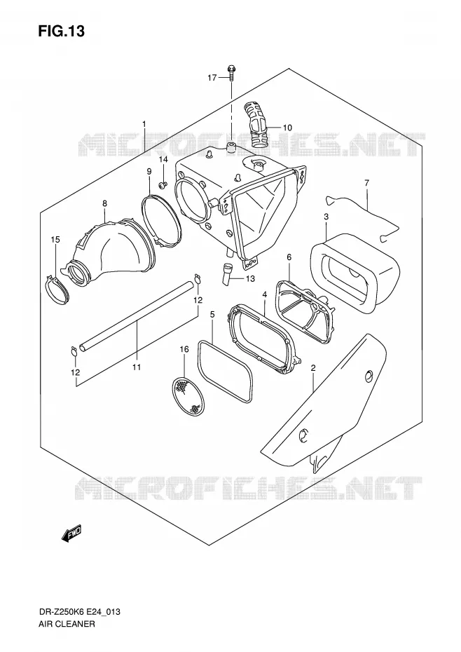 FILTRE A AIR Suzuki MOTO 400 DR-Z 2009  DR-Z250K9(E24)