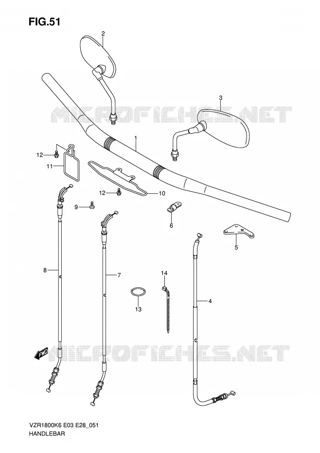 GUIDON (MODEL K6/K7/K8) Suzuki MOTO 1800 INTRUDER 2009  VZR1800ZK9(E3/E28)