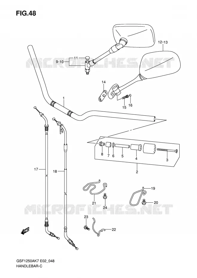 GUIDON (MODEL K7/K8/K9) Suzuki MOTO 1250 BANDIT-N 2009  GSF1250K9(E2)