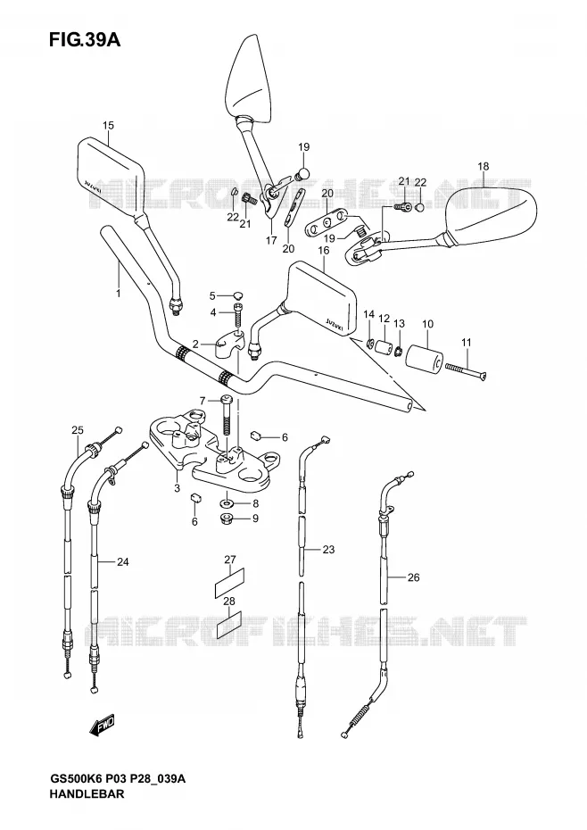 GUIDON (MODELE K4/K5/K6) Suzuki MOTO 500 GS-E 2004  GS500K4(P3)