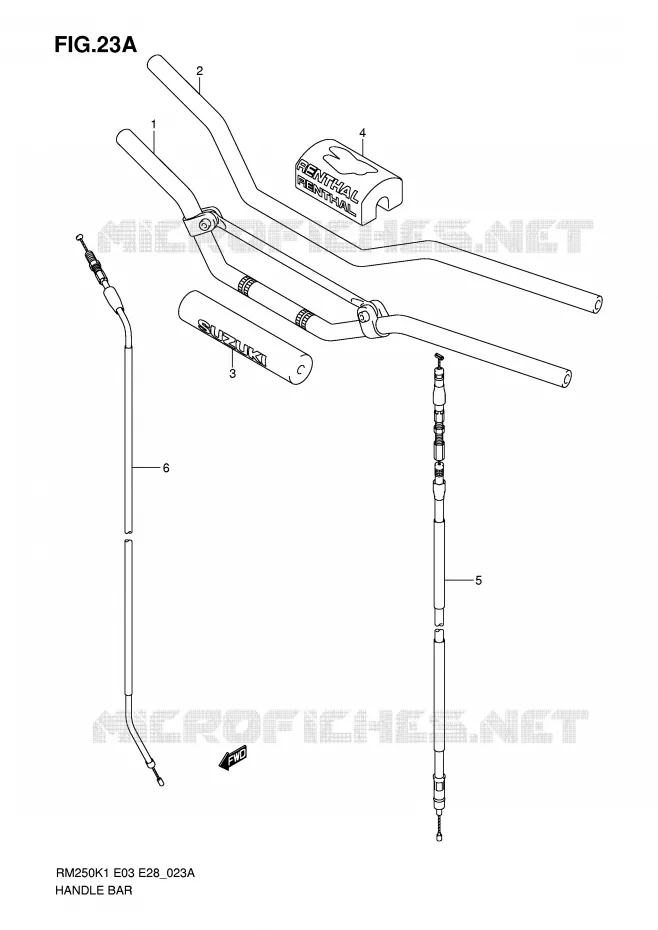 GUIDON (MODELE K5/K6) Suzuki MOTO 250 RM 2004  RM250K4(E3/E28)