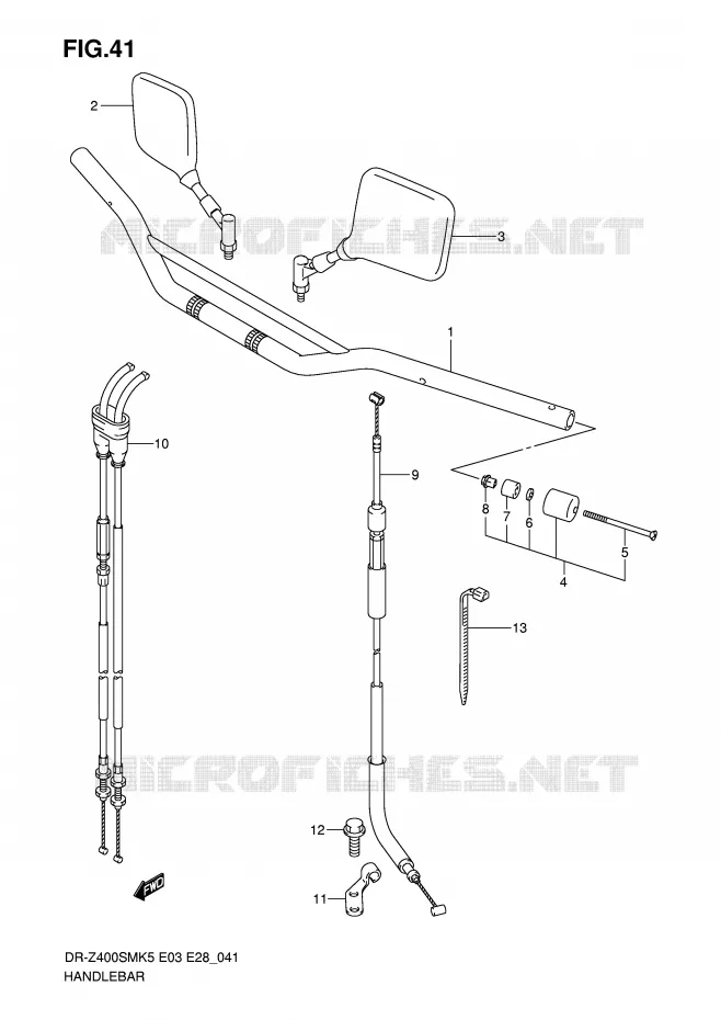 GUIDON (MODELE K5/K6) Suzuki MOTO 400 DR-Z 2005  DR-Z400SMK5(E3/E28)
