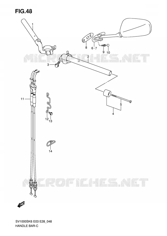 GUIDON (SV1000S) Suzuki MOTO 1000 SV 2006  SV1000SK6(E3/E28)