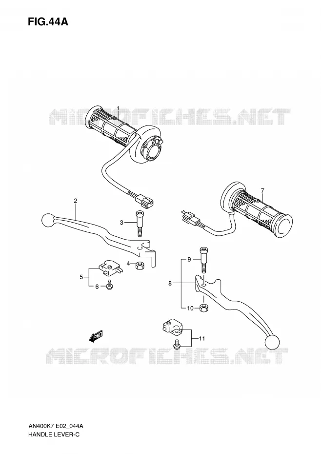LEVIERS - POIGNEES (AN400Z/ZA) Suzuki SCOOTER 400 BURGMAN 2009  AN400K9(E2)