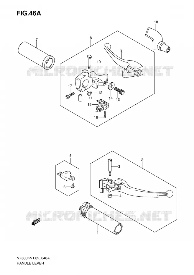 LEVIERS - POIGNEES (MODEL K7/K8/K9) Suzuki MOTO 800 MARAUDER 2008  VZ800K8(E2)