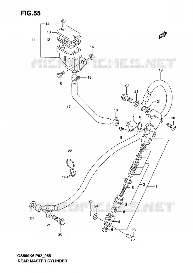 MAITRE CYLINDRE ARRIERE (MODELE K3) Suzuki MOTO 500 GS-F 2005  GS500FK5(P19)