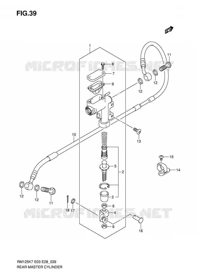 MAITRE CYLINDRE ARRIERE Suzuki MOTO 125 RM 2007  RM125K7(E3/E28)