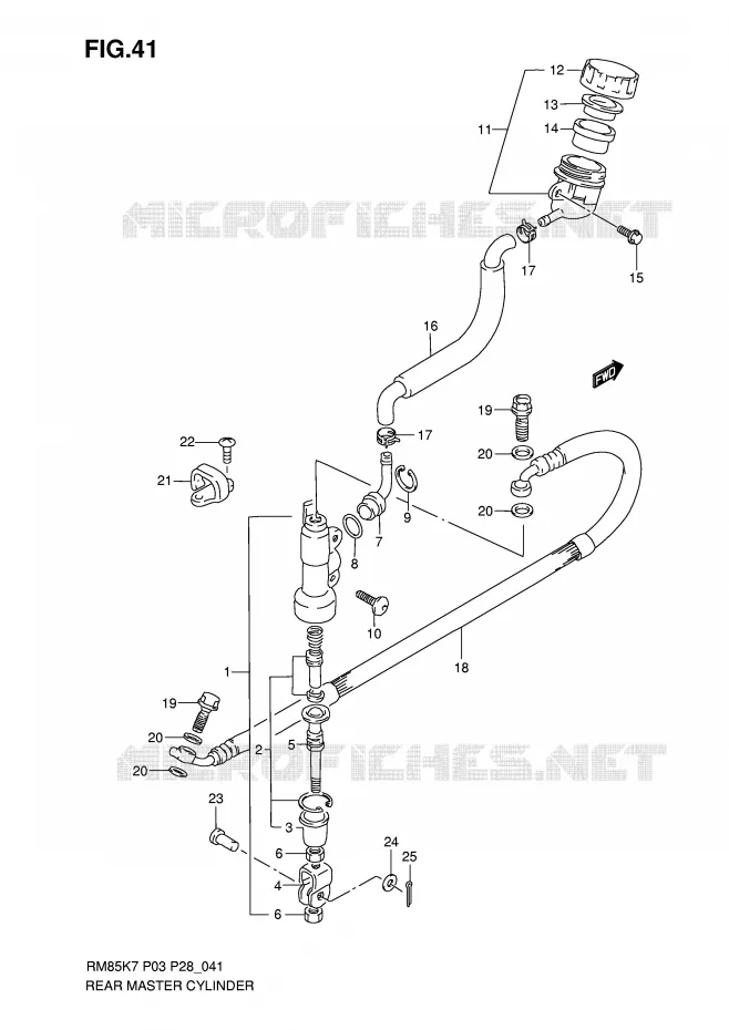 MAITRE CYLINDRE ARRIERE Suzuki MOTO 85 RM 2010  RM85LL0(P3/P28)
