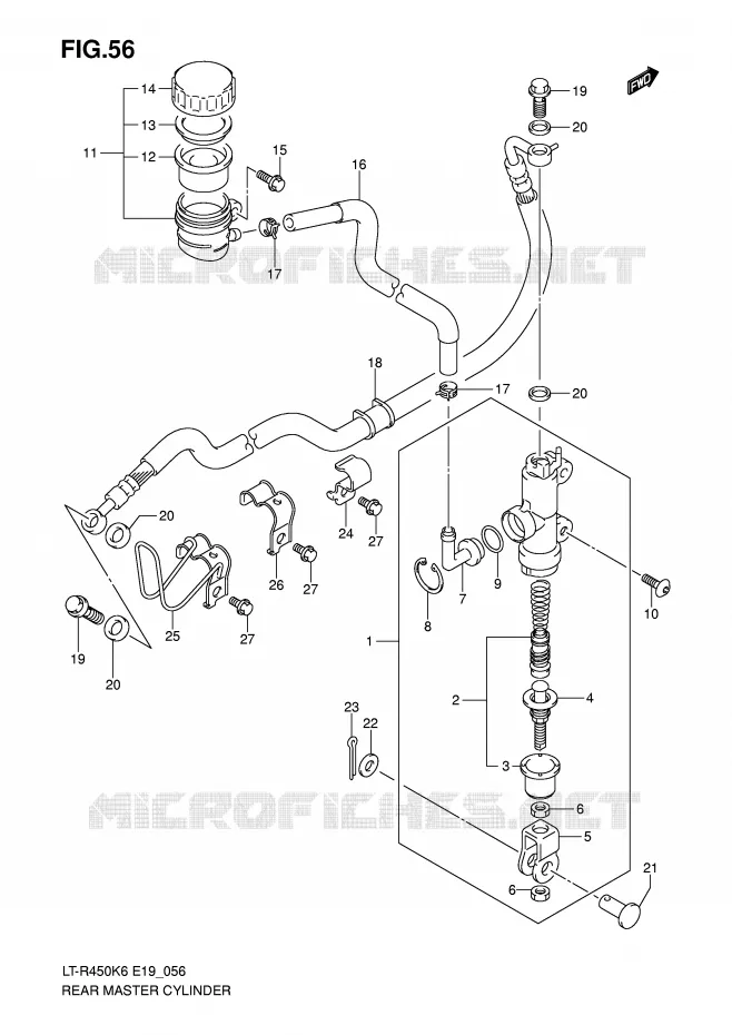 MAITRE CYLINDRE ARRIERE Suzuki QUAD 450 QUADRACER 2010  LT-R450ZL0(E19)