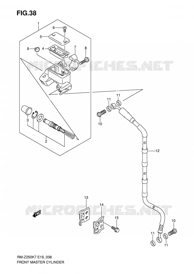 MAITRE CYLINDRE AVANT (MODEL K7) Suzuki MOTO 250 RM-Z 2008  RM-Z250K8(E19)