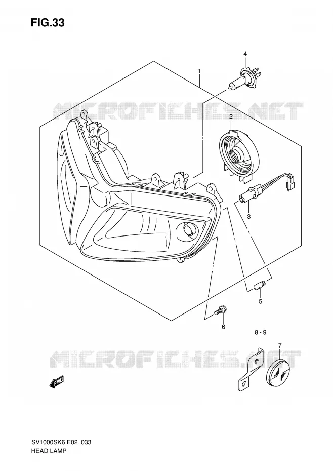 PHARE (SV1000S E24) Suzuki MOTO 1000 SV 2007  SV1000U2K7(E2)