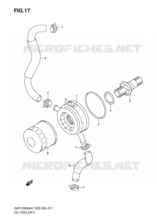 RADIATEUR D'HUILE Suzuki MOTO 1250 BANDIT-S 2007  GSF1250SAK7(E3/E28)