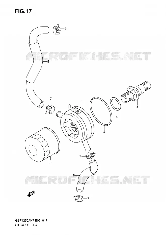 RADIATEUR D'HUILE Suzuki MOTO 1250 BANDIT-S 2008  GSF1250SAK8(E2)
