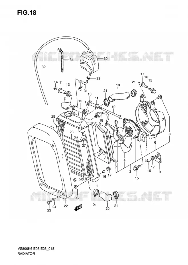 RADIATEUR Suzuki MOTO 800 INTRUDER 2007  VS800K7(E3/E28)