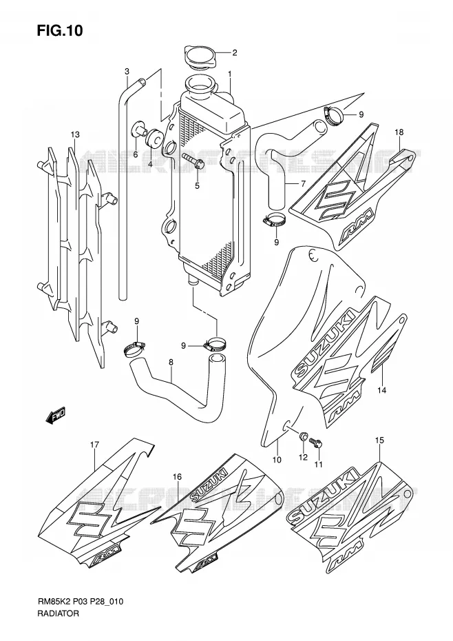RADIATEUR Suzuki MOTO 85 RM 2006  RM85K6(P3/P28)