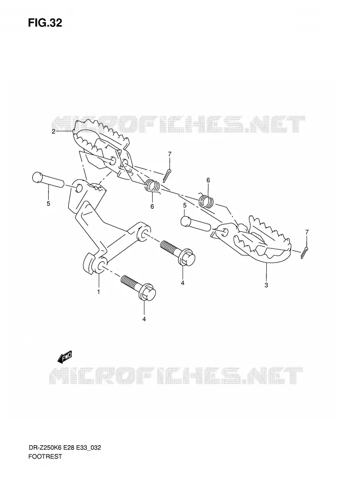 REPOSE PIED Suzuki MOTO 250 DR-Z 2006  DR-Z250K6(E28/E33)
