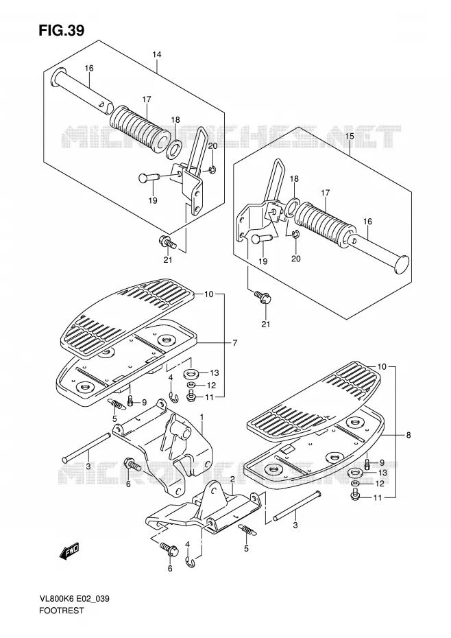REPOSE PIEDS (MODEL K6/K7/K8) Suzuki MOTO 800 VOLUSIA 2008  VL800CUEK8(E2)