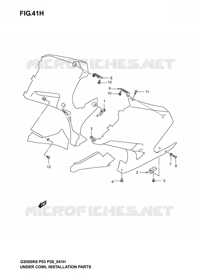 SUPPORTS / FIXATIONS CARENAGES (GS500FK4/K5/K6) Suzuki MOTO 500 GS-E 2004  GS500K4(P3)