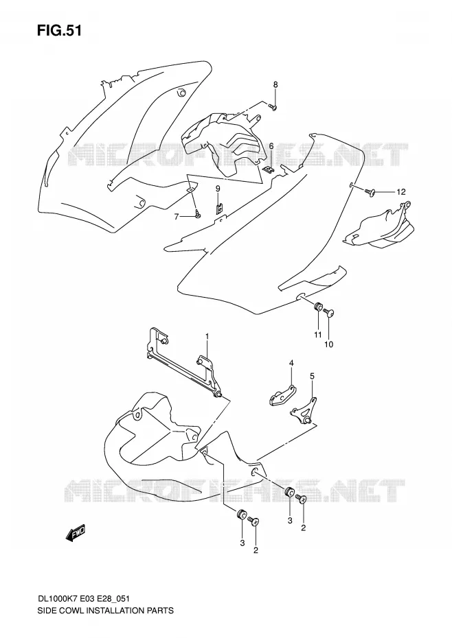 SUPPORTS / FIXATIONS CARENAGES Suzuki MOTO 1000 V-STROM 2007  DL1000K7(E3/E28)