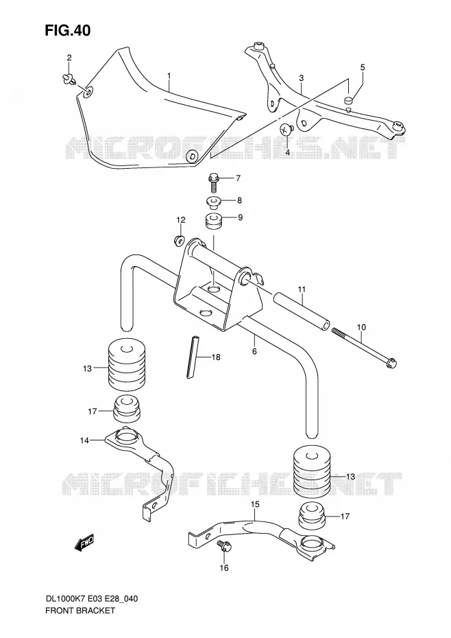 SUPPORTS AVANT Suzuki MOTO 1000 V-STROM 2007  DL1000K7(E3/E28)