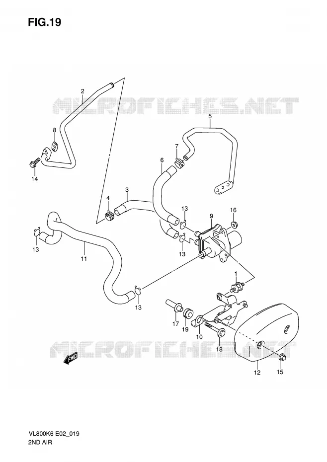 SYSTÈME DE RECYCLAGE GAZ D'ECHAPPEMENT (MODEL K6/K7/K8) Suzuki MOTO 800 VOLUSIA 2008  VL800UEK8(E2)