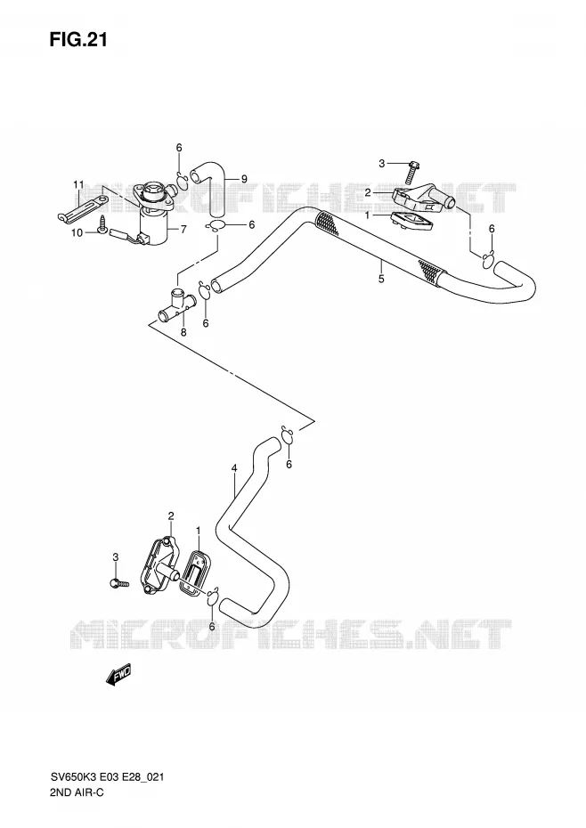 SYSTEME RECYCLAGE GAZ ECHAPPEMENT (MODEL K3/K4/K5/K6) Suzuki MOTO 650 SV 2005  SV650K5/SK5(E3/E28)