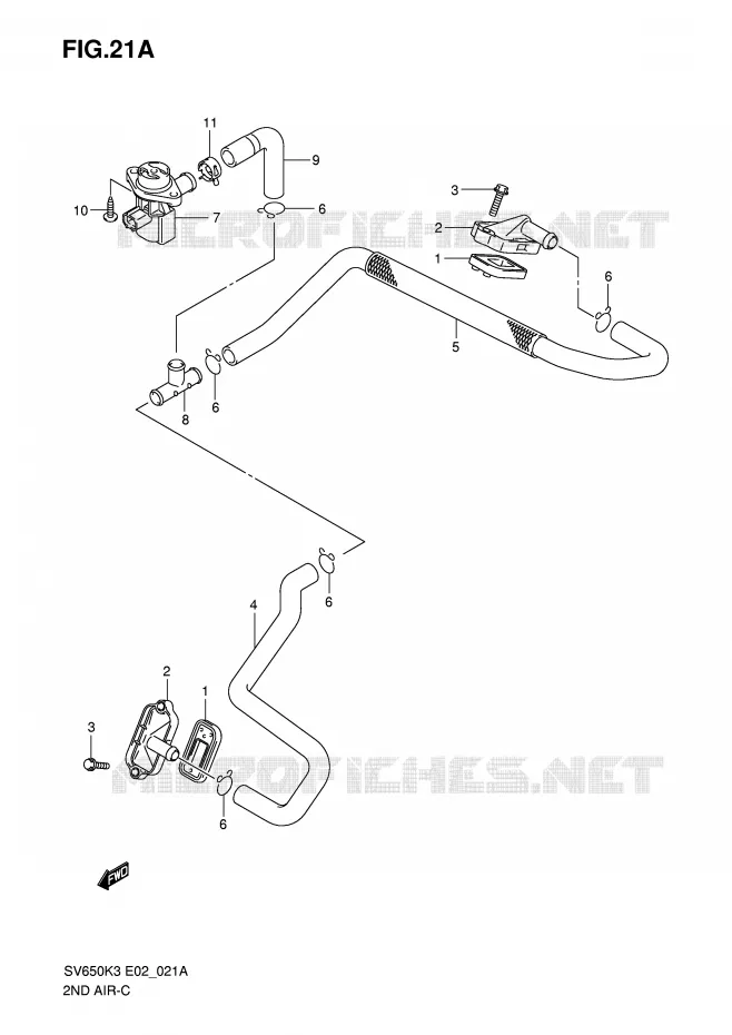 SYSTEME RECYCLAGE GAZ ECHAPPEMENT (MODEL K7) Suzuki MOTO 650 SV-S 2003  SV650SK3(E2)