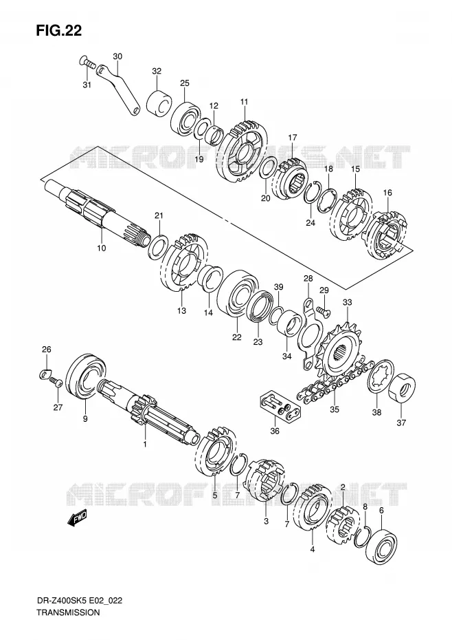 TRANSMISSION Suzuki MOTO 400 DR-Z 2007  DR-Z400SK7(E2)