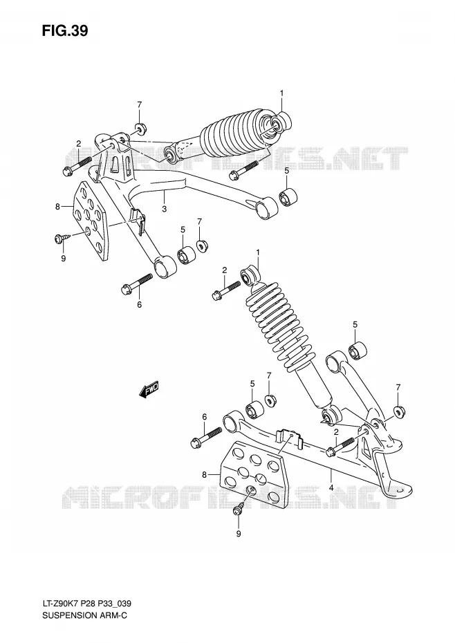 AMORTISSEUR - TRIANGLES Suzuki QUAD 90 QUADSPORT 2007  LT-Z90K7(P28/P33)