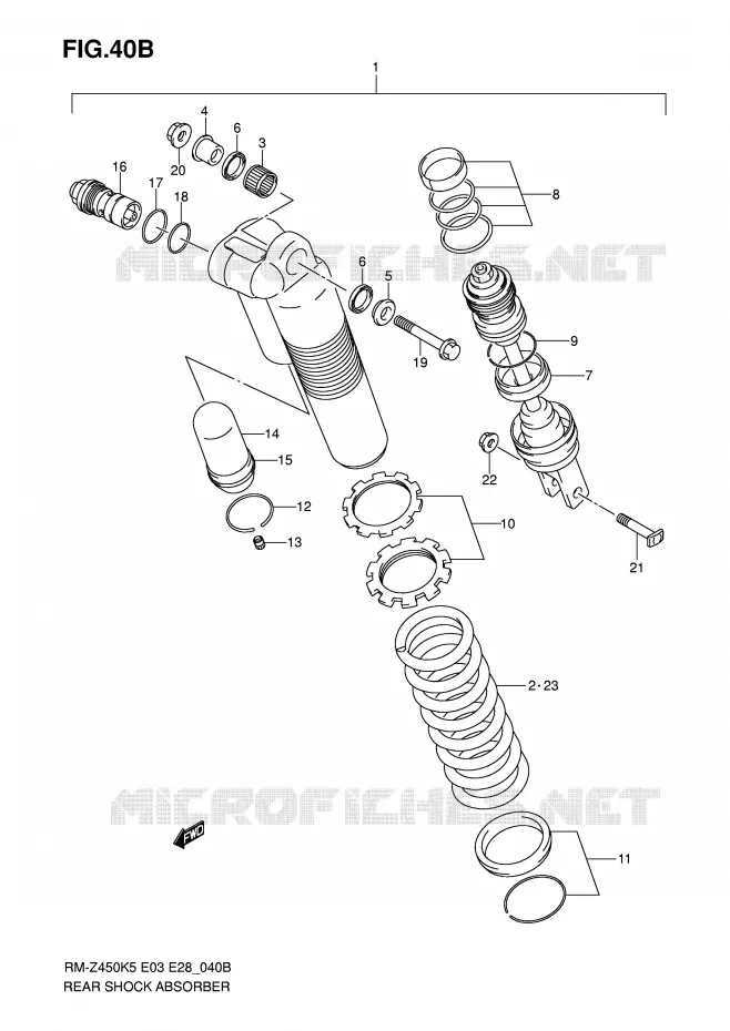 AMORTISSEUR ARRIERE (MODEL K7) Suzuki MOTO 450 RM-Z 2006  RM-Z450K6(E3/E28)