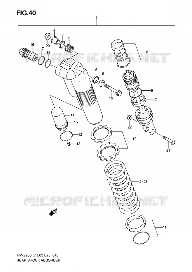 AMORTISSEUR ARRIERE Suzuki MOTO 250 RM-Z 2009  RM-Z250K9(E3/E28)