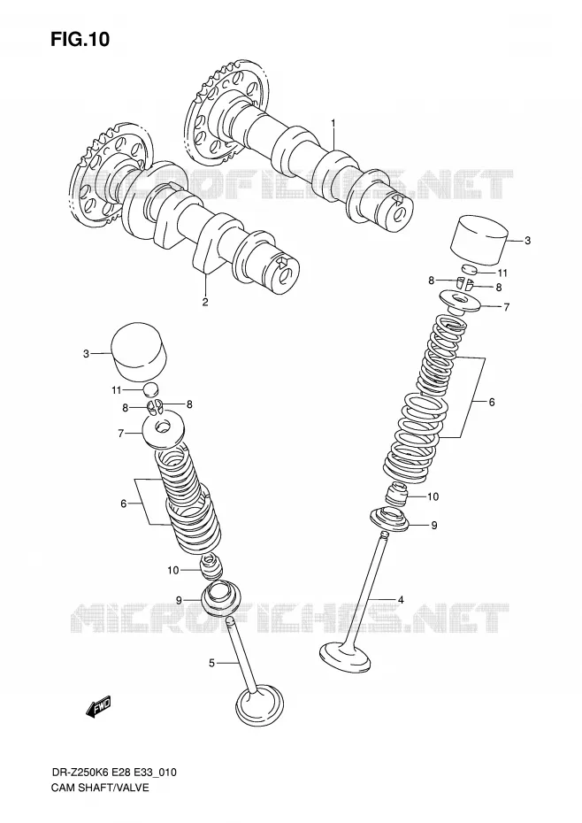 ARBRE A CAMES - SOUPAPES Suzuki MOTO 250 DR-Z 2006  DR-Z250K6(E28/E33)