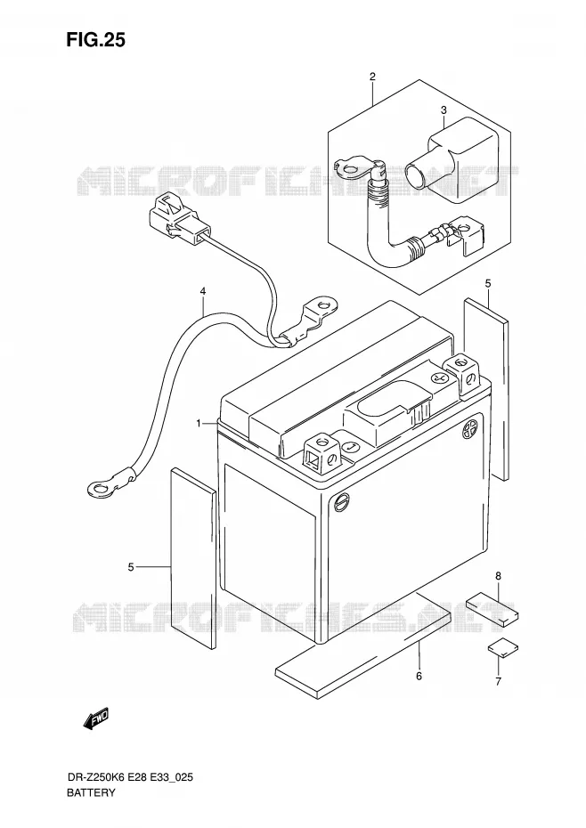 BATTERIE Suzuki MOTO 250 DR-Z 2007  DR-Z250K7(E28/E33)