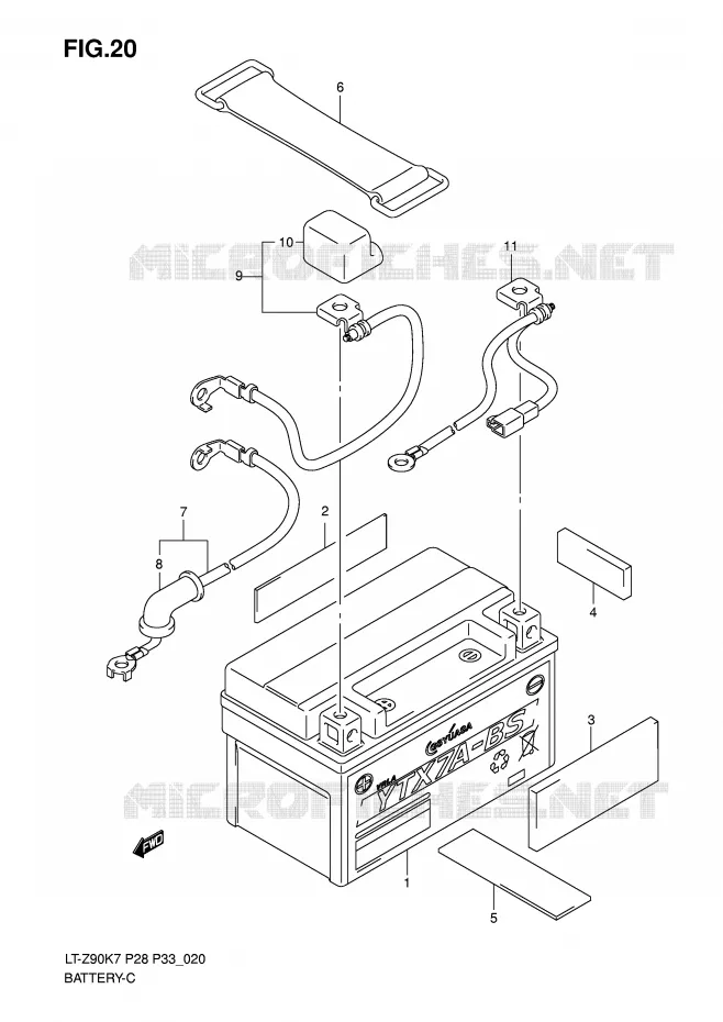 BATTERIE Suzuki QUAD 90 QUADSPORT 2010  LT-Z90L0(P28/P33)