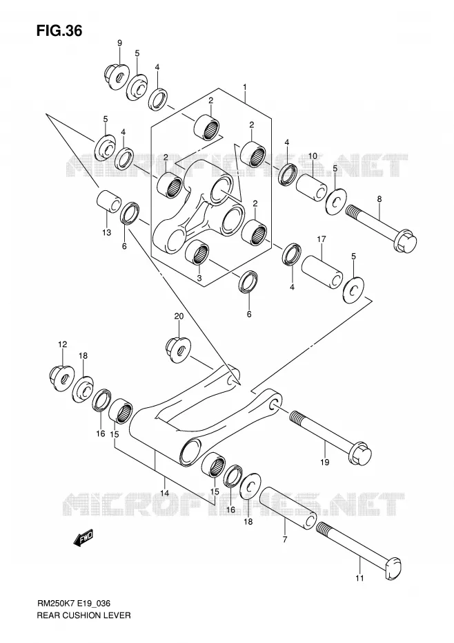 BIELLETTE DE SUSPENSION ARRIERE Suzuki MOTO 250 RM 2007  RM250K7(E19)