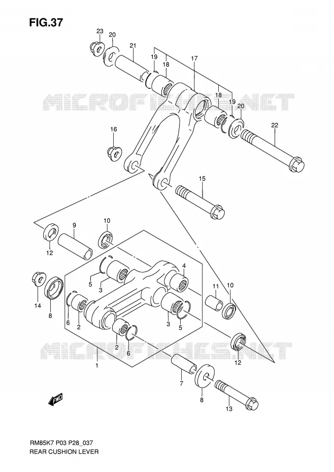 BIELLETTE DE SUSPENSION ARRIERE Suzuki MOTO 85 RM 2007  RM85K7(P3/P28)