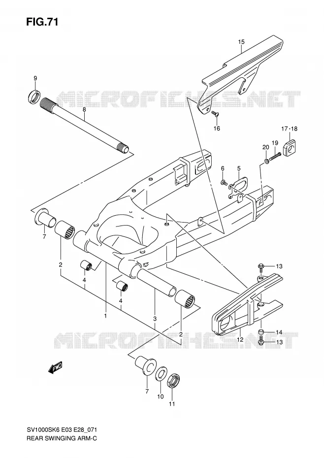 BRAS OSCILLANT ARRIERE Suzuki MOTO 1000 SV-S 2006  SV1000SK6(E3/E28)