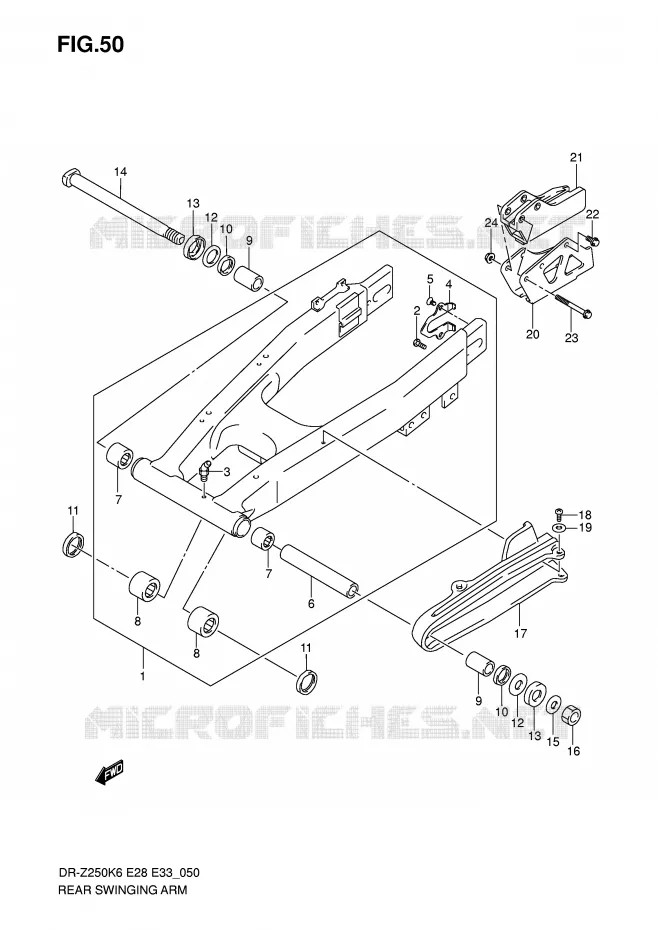 BRAS OSCILLANT ARRIERE Suzuki MOTO 250 DR-Z 2007  DR-Z250K7(E28/E33)