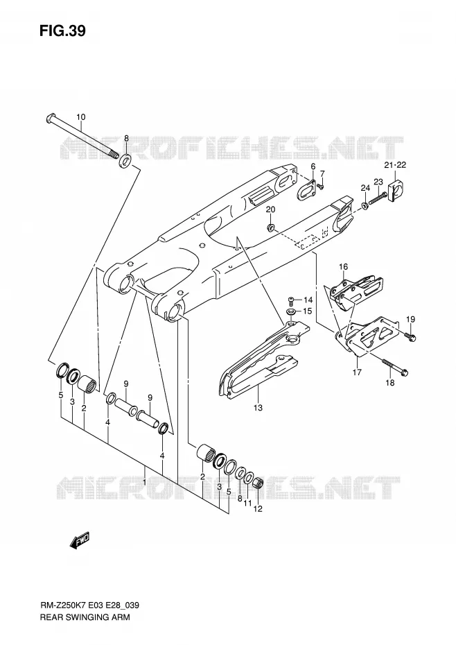 BRAS OSCILLANT ARRIERE Suzuki MOTO 250 RM-Z 2009  RM-Z250K9(E3/E28)