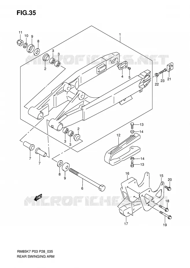 BRAS OSCILLANT ARRIERE Suzuki MOTO 85 RM 2008  RM85LK8(P3/P28)
