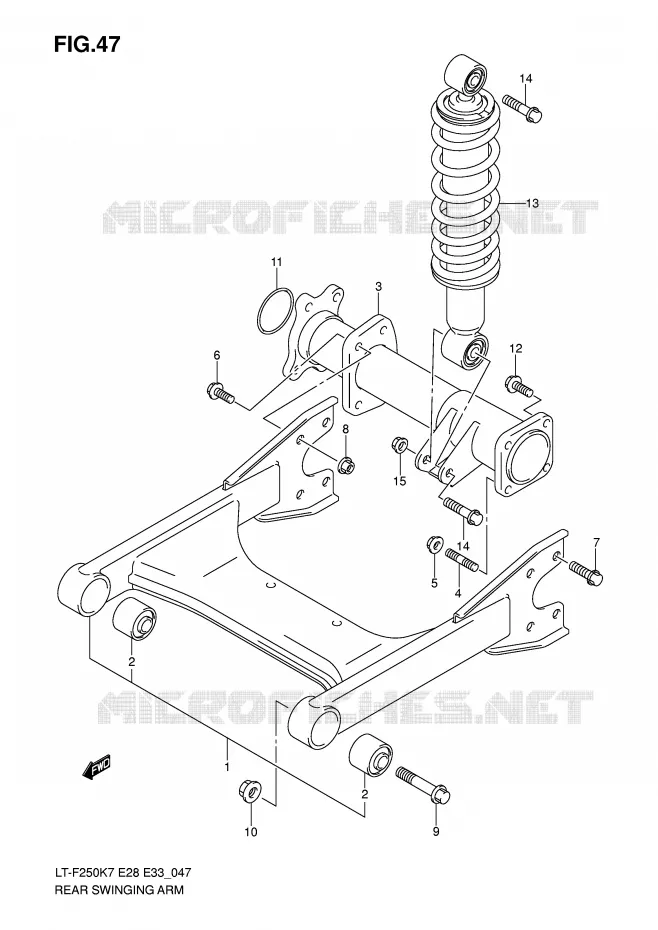 BRAS OSCILLANT ARRIERE Suzuki QUAD 250 OZARK 2010  LT-F250L0(E28/E33)