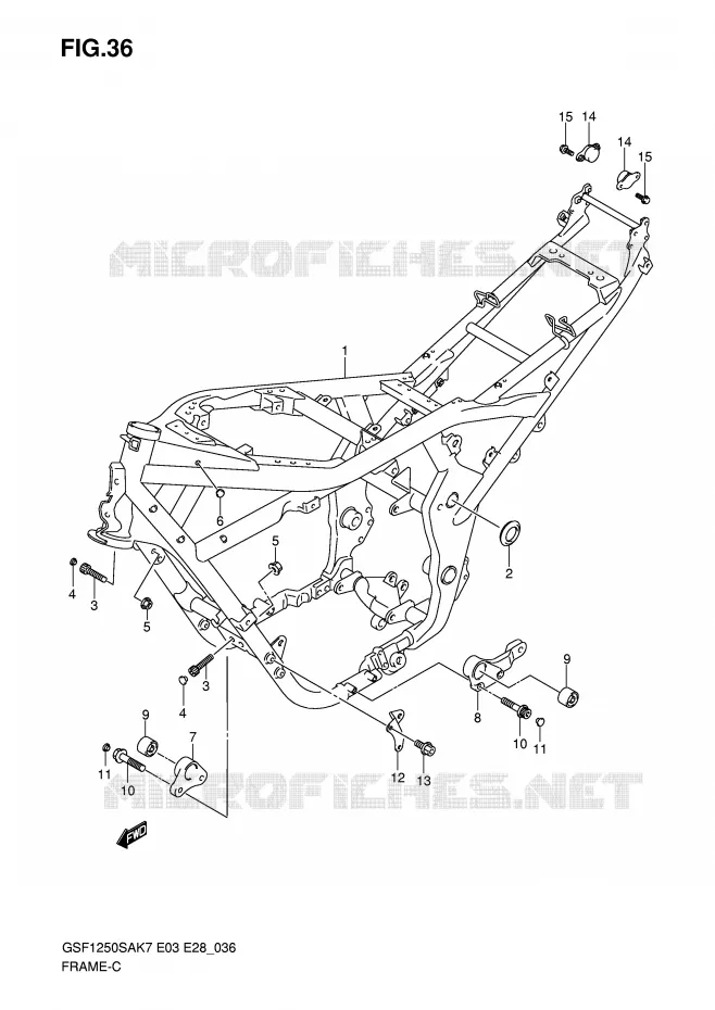 CADRE (MODEL K7/K8) Suzuki MOTO 1250 BANDIT-S 2009  GSF1250SAK9(E3/E28)
