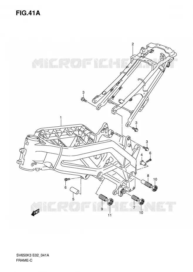 CADRE (MODEL K7) Suzuki MOTO 650 SV 2006  SV650K6(E2)