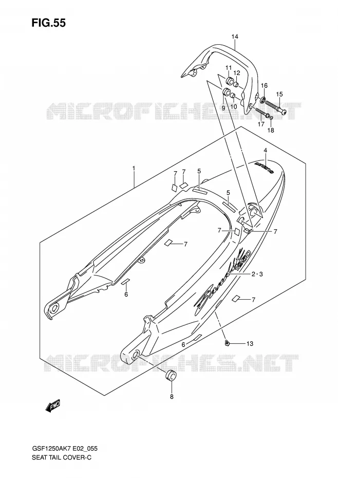 CARENAGE ARRIERE - CAPOT DE SELLE (GSF1250K7/AK7) Suzuki MOTO 1250 BANDIT-S 2007  GSF1250SK7(E2)