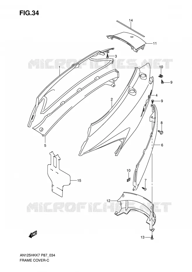 CARENAGES ARRIERE Suzuki SCOOTER 125 BURGMAN 2007  AN125HKK7(P87)