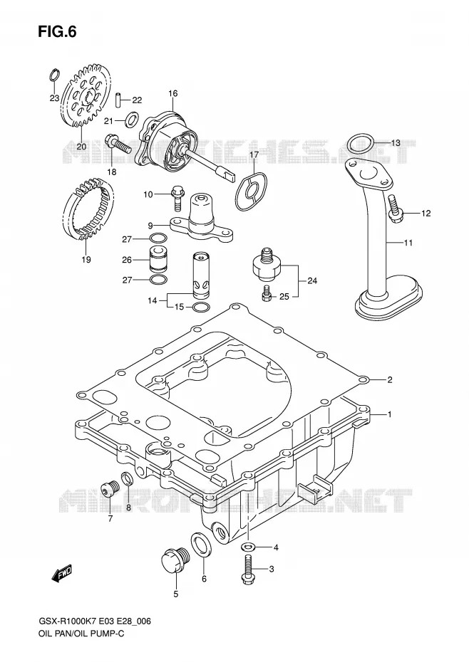 CARTER INFERIEUR - POMPE A HUILE Suzuki MOTO 1000 GSX-R 2008  GSX-R1000 K8 (E33)