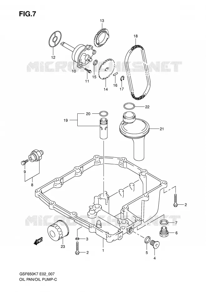 CARTER INFERIEUR - POMPE A HUILE Suzuki MOTO 650 BANDIT 2007  GSF650K7(E19)