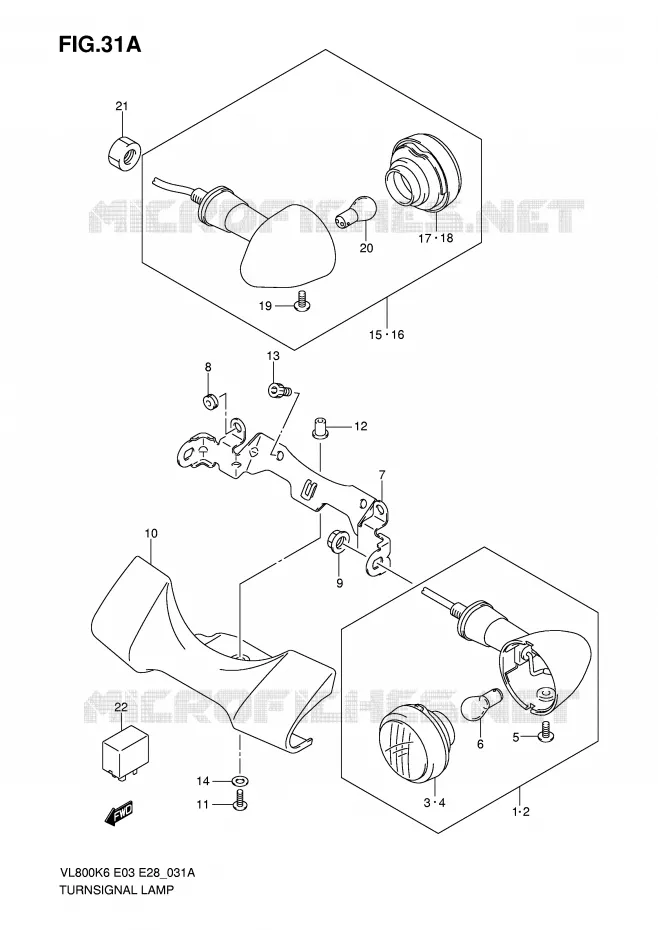 CLIGNOTANTS (MODEL K7/K8) Suzuki MOTO 800 VOLUSIA 2008  VL800TK8(E3/E28)