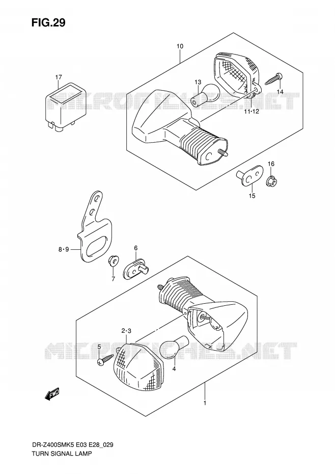 CLIGNOTANTS (MODELE K5) Suzuki MOTO 400 DR-Z 2007  DR-Z400SMK7(E3/E28)