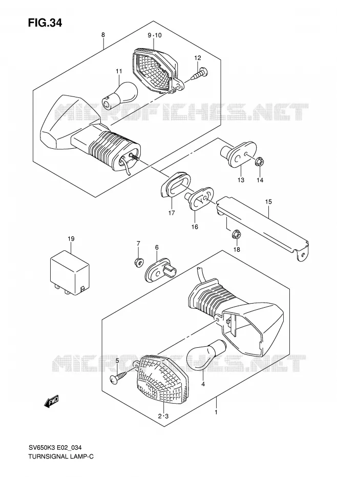 CLIGNOTANTS (NOTE) Suzuki MOTO 650 SV 2004  SV650K4(E2)